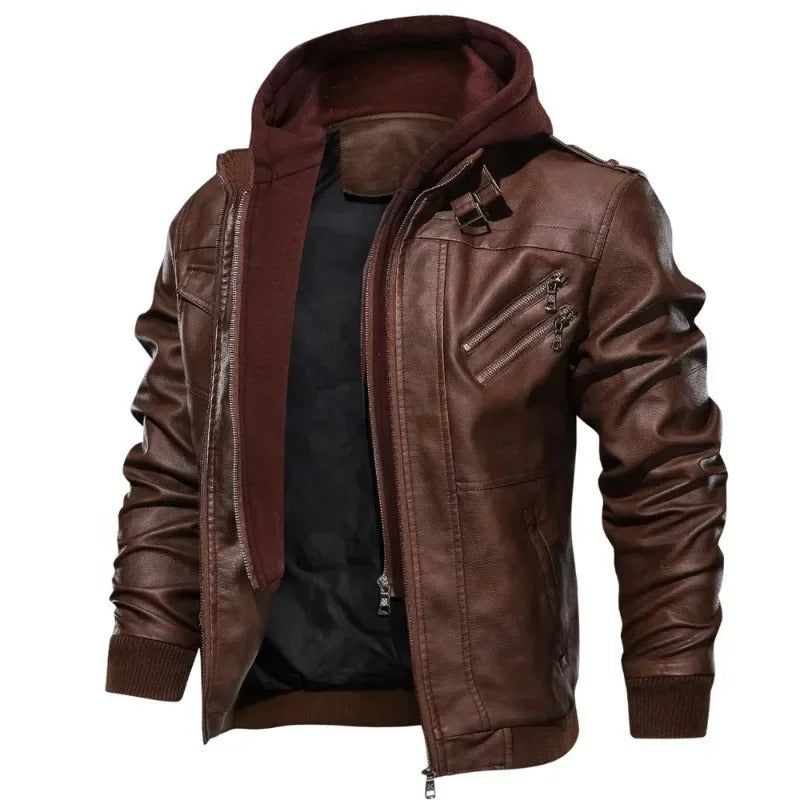 Giacca in Vera Pelle da Uomo – MotorJack Premium | Stile Motociclista Moderno in Nero
