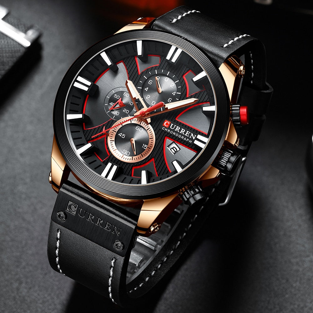 Relógio Curren Sport Pulseira De Couro
