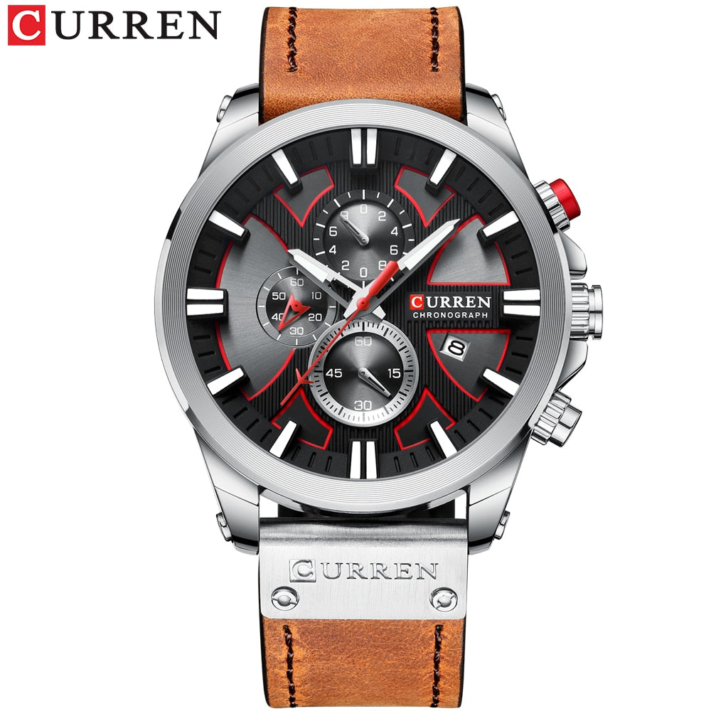 Relógio Curren Sport Pulseira De Couro
