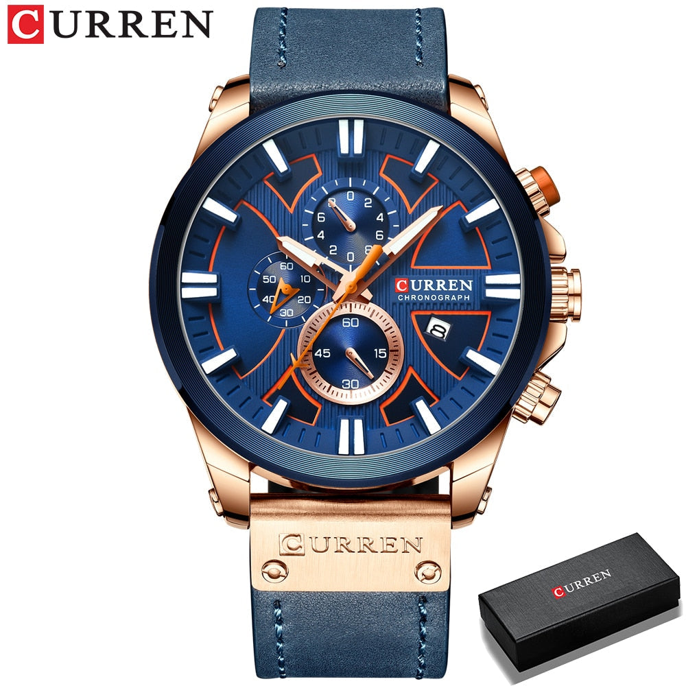 Relógio Curren Sport Pulseira De Couro