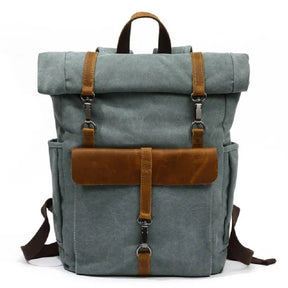 Waxed Canvas and Leather Backpack – Waterproof, Large Capacity for Travel and Daily Use