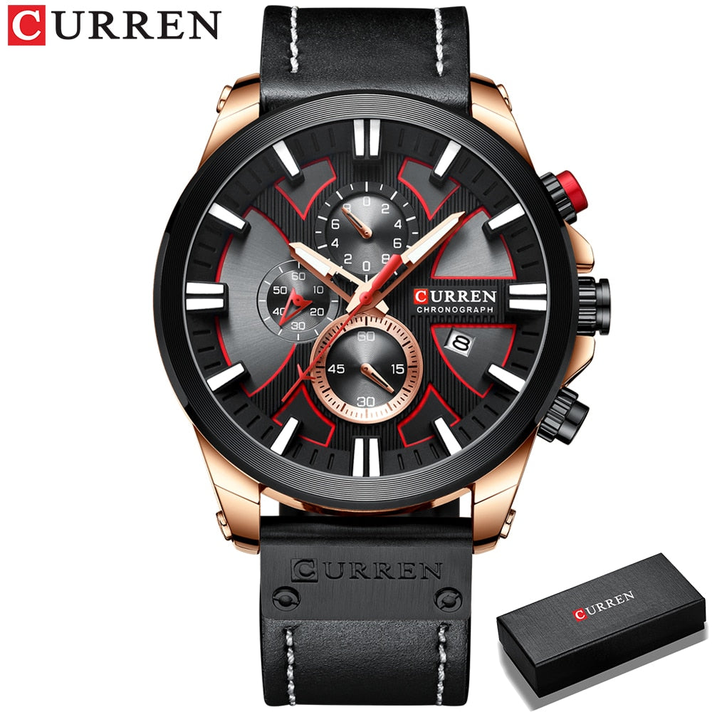 Relógio Curren Sport Pulseira De Couro