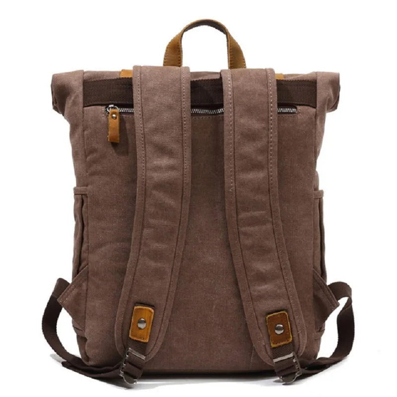 Waxed Canvas and Leather Backpack – Waterproof, Large Capacity for Travel and Daily Use