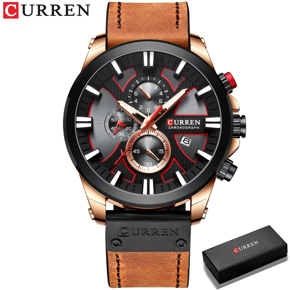 Relógio Curren Sport Pulseira De Couro