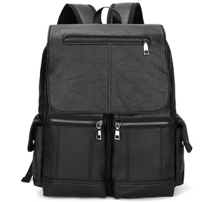 Men's Luxury Waterproof Leather Backpack – Large Capacity for School, Travel, and Daily Use