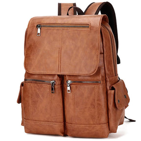 Men's Luxury Waterproof Leather Backpack – Large Capacity for School, Travel, and Daily Use