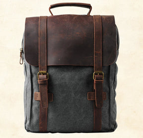 Leather and Canvas Military Backpack – Fashionable Style, Large Capacity for Men and Women