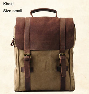 Leather and Canvas Military Backpack – Fashionable Style, Large Capacity for Men and Women