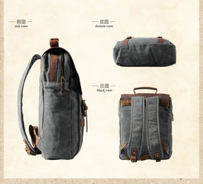 Leather and Canvas Military Backpack – Fashionable Style, Large Capacity for Men and Women