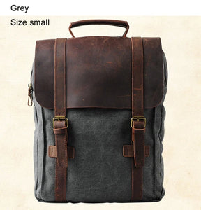 Leather and Canvas Military Backpack – Fashionable Style, Large Capacity for Men and Women