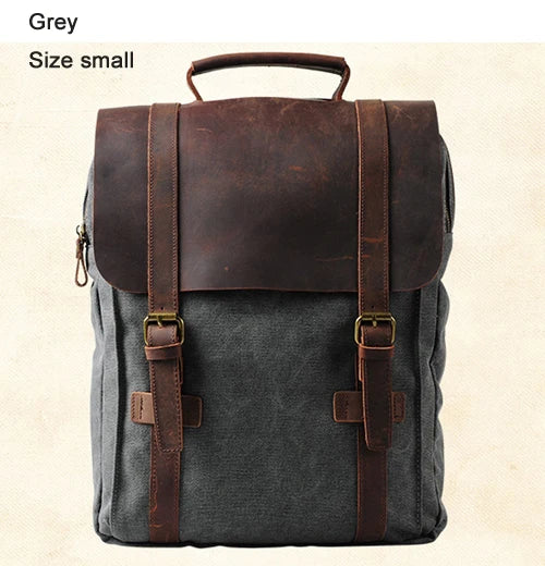 Leather and Canvas Military Backpack – Fashionable Style, Large Capacity for Men and Women