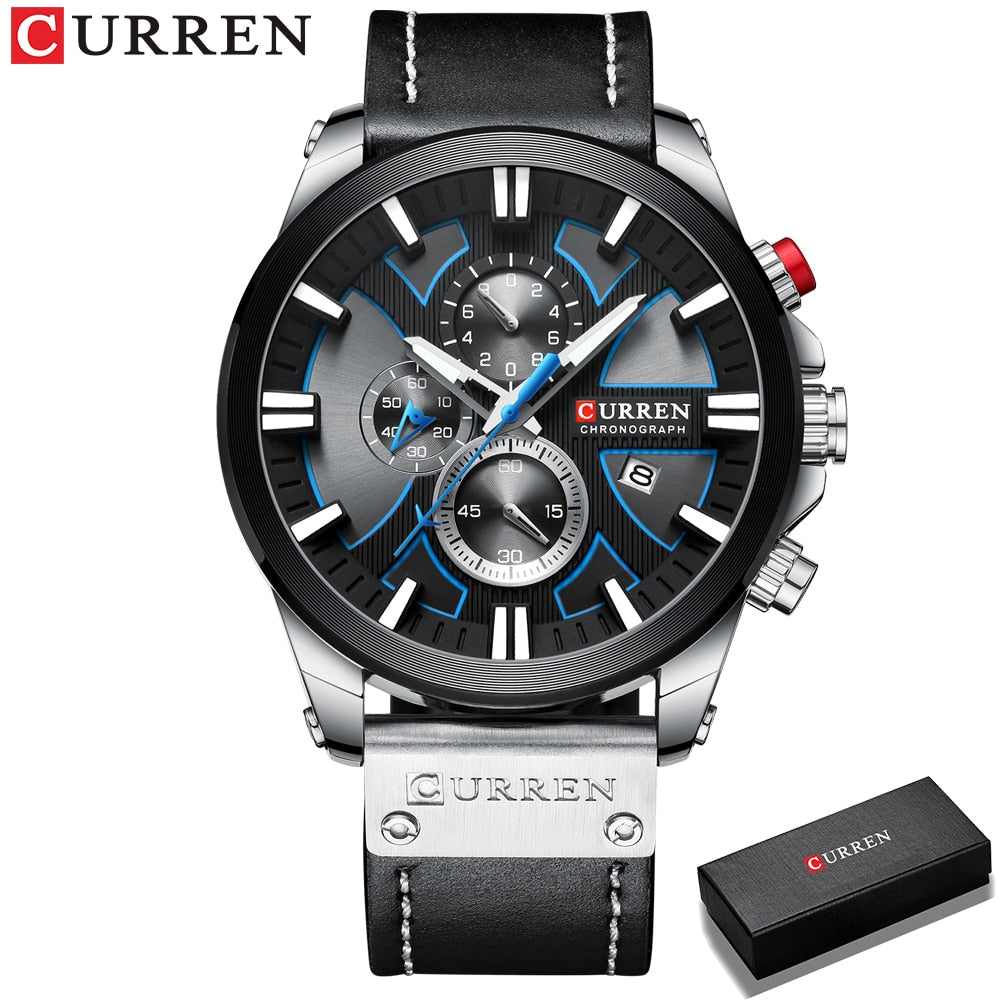 Relógio Curren Sport Pulseira De Couro