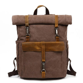 Waxed Canvas and Leather Backpack – Waterproof, Large Capacity for Travel and Daily Use
