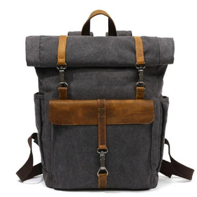 Waxed Canvas and Leather Backpack – Waterproof, Large Capacity for Travel and Daily Use