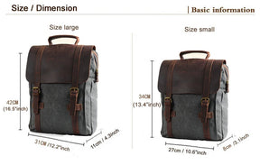 Leather and Canvas Military Backpack – Fashionable Style, Large Capacity for Men and Women