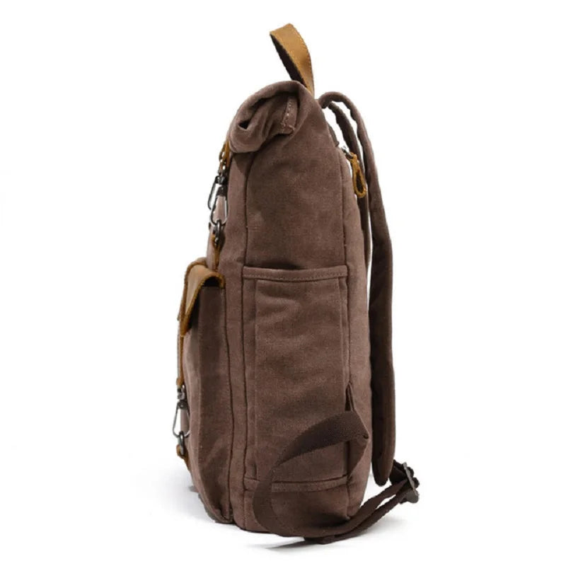 Waxed Canvas and Leather Backpack – Waterproof, Large Capacity for Travel and Daily Use