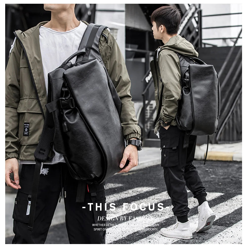 Men's Leather Laptop Backpack (15.6-inch) with USB Charging – Waterproof, Anti-Theft, and Travel-Friendly