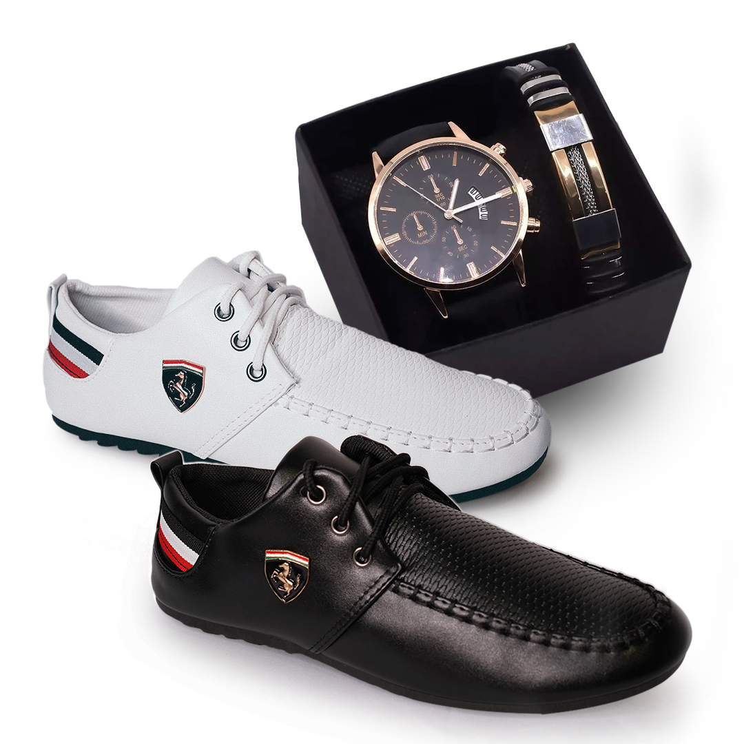 Kit 02 Sapatênis Escuderia Future Ganhe 1 Relógio De Quartzo