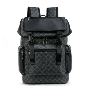 Men's Leather Backpack with Shark-Inspired Design – Large Capacity for Students and Travelers