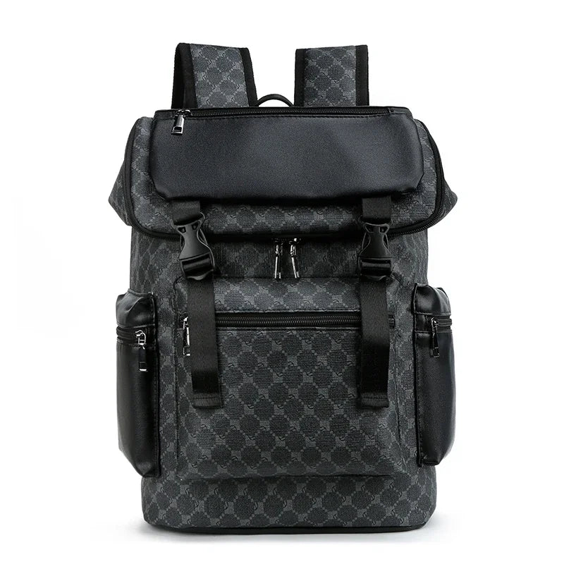 Men's Leather Backpack with Shark-Inspired Design – Large Capacity for Students and Travelers