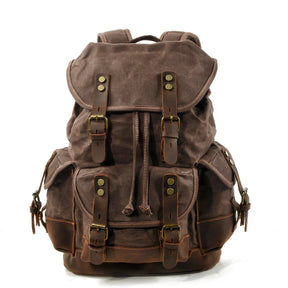 Men's Casual Canvas and Leather Backpack – Large Capacity for Travel, School, and Outdoor Activities