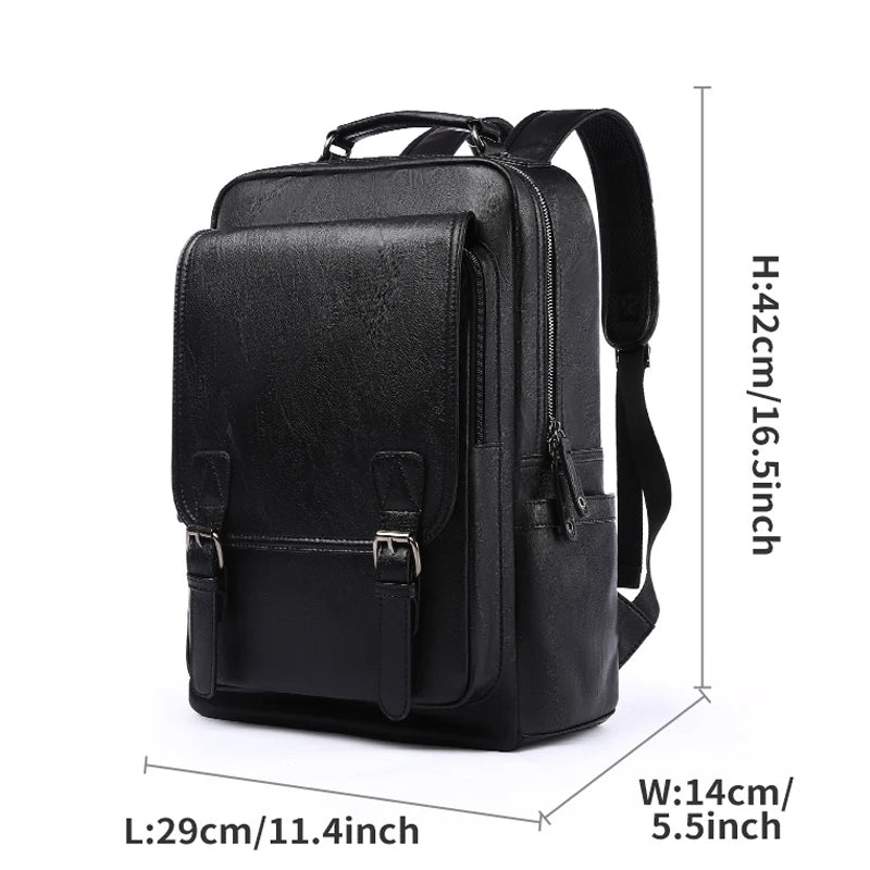 Zaino Uomo in Cuoio Resistente all’Acqua con Porta USB – Per Laptop 14 Pollici e Viaggi