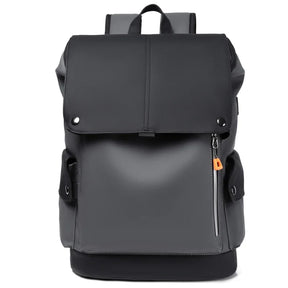 Men's Waterproof PU Leather Backpack with USB Port – Large Capacity for Business Laptops and Urban Life