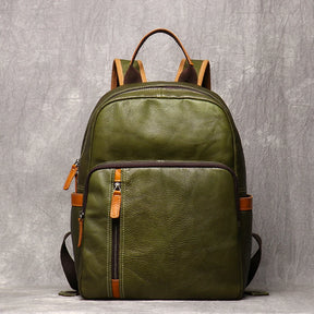 Men's Genuine Leather Backpack for Travel and School – 15" Laptop Compartment