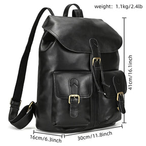 Men's Vintage Crazy Horse Leather Backpack – Large Capacity for Travel, School, and Daily Use