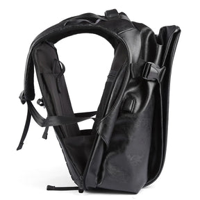 Men's Waterproof Leather Backpack with USB Port – Large Capacity for Laptop, Business, and Travel