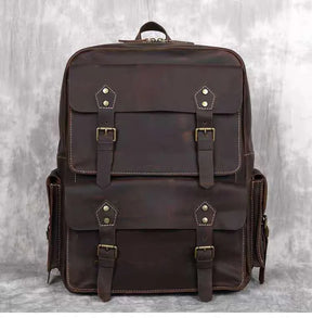 Zaino Vintage Uomo in Vera Pelle Crazy Horse – Grande Capacità con Scomparto per Laptop 17"
