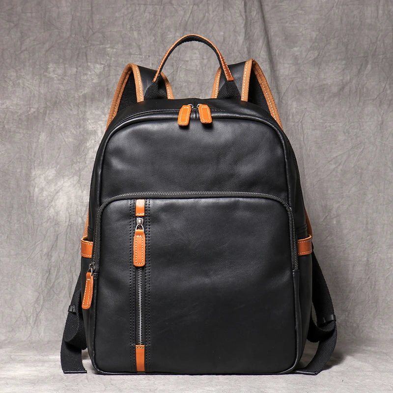 Men's Genuine Leather Backpack for Travel and School – 15" Laptop Compartment