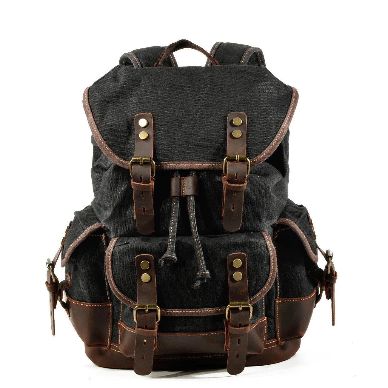 Men's Casual Canvas and Leather Backpack – Large Capacity for Travel, School, and Outdoor Activities