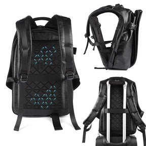 Men's Leather Laptop Backpack (15.6-inch) with USB Charging – Waterproof, Anti-Theft, and Travel-Friendly