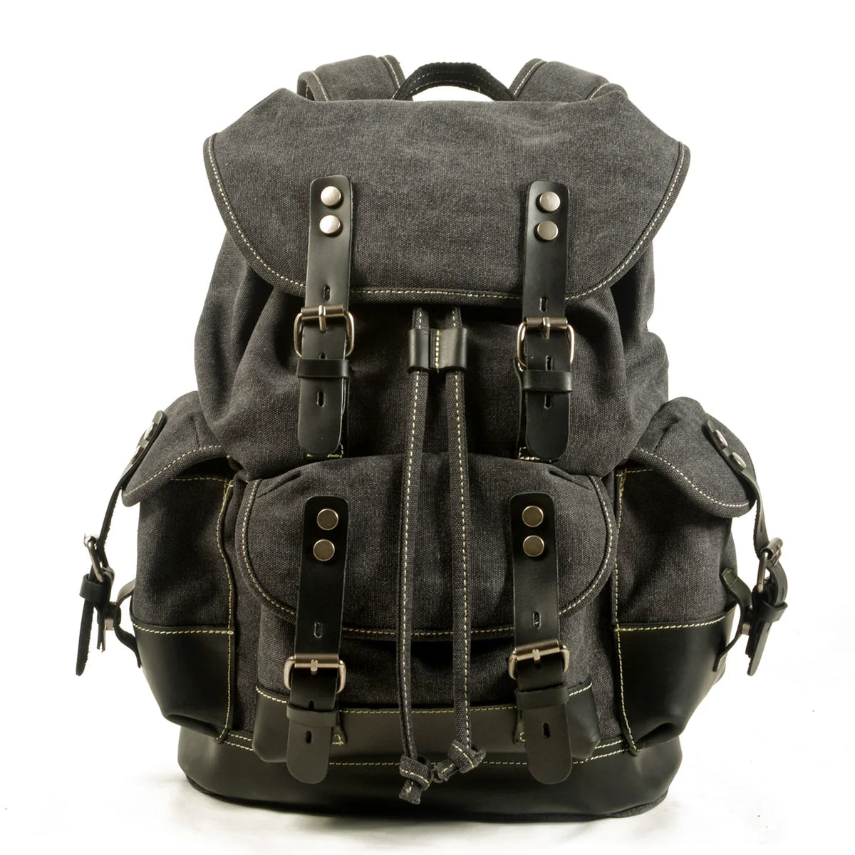 Men's Casual Canvas and Leather Backpack – Large Capacity for Travel, School, and Outdoor Activities