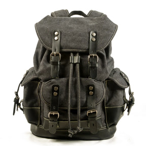 Men's Casual Canvas and Leather Backpack – Large Capacity for Travel, School, and Outdoor Activities
