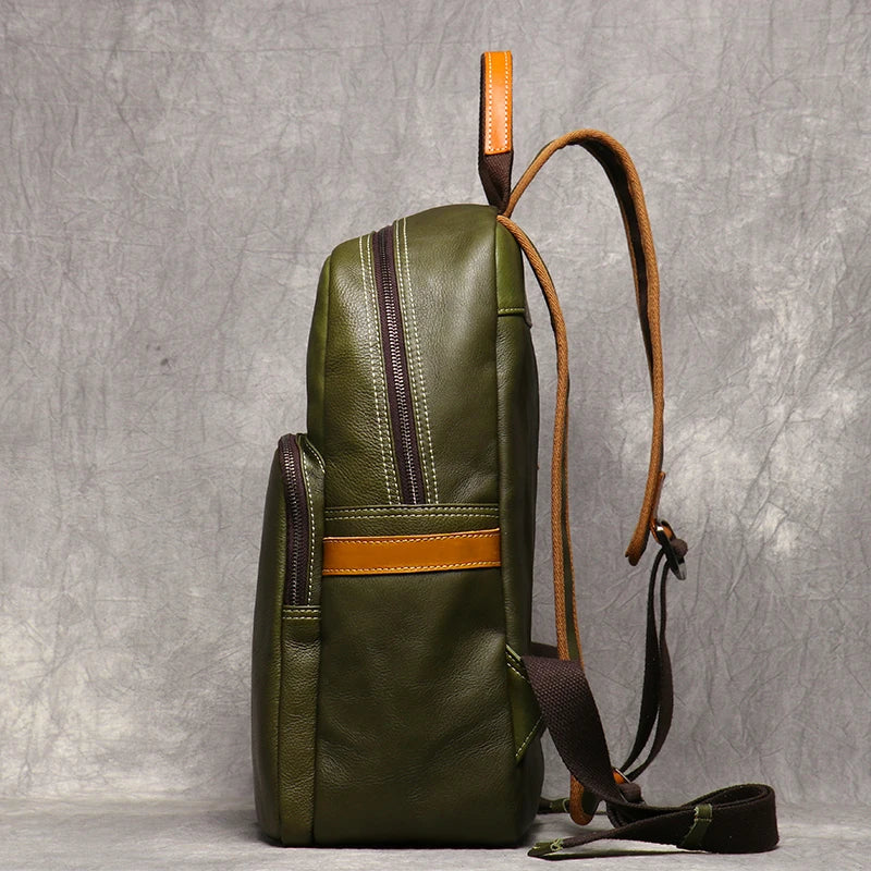 Men's Genuine Leather Backpack for Travel and School – 15" Laptop Compartment