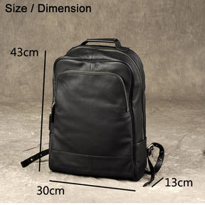 Men's Waterproof Genuine Leather Backpack – Large Capacity for Laptop, Business, and Travel