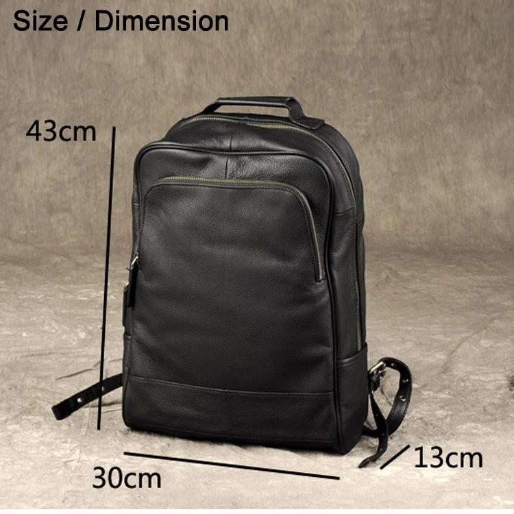 Men's Waterproof Genuine Leather Backpack – Large Capacity for Laptop, Business, and Travel
