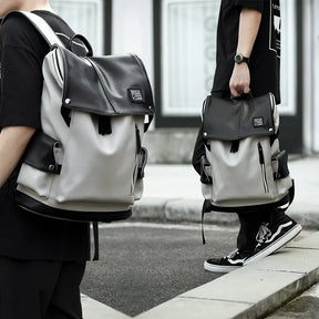 High-Quality Men's Leather Backpack with USB Charging – Waterproof, Large Capacity for 15.6-Inch Laptop