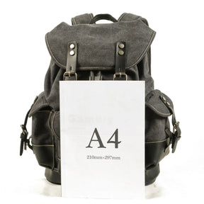 Men's Casual Canvas and Leather Backpack – Large Capacity for Travel, School, and Outdoor Activities
