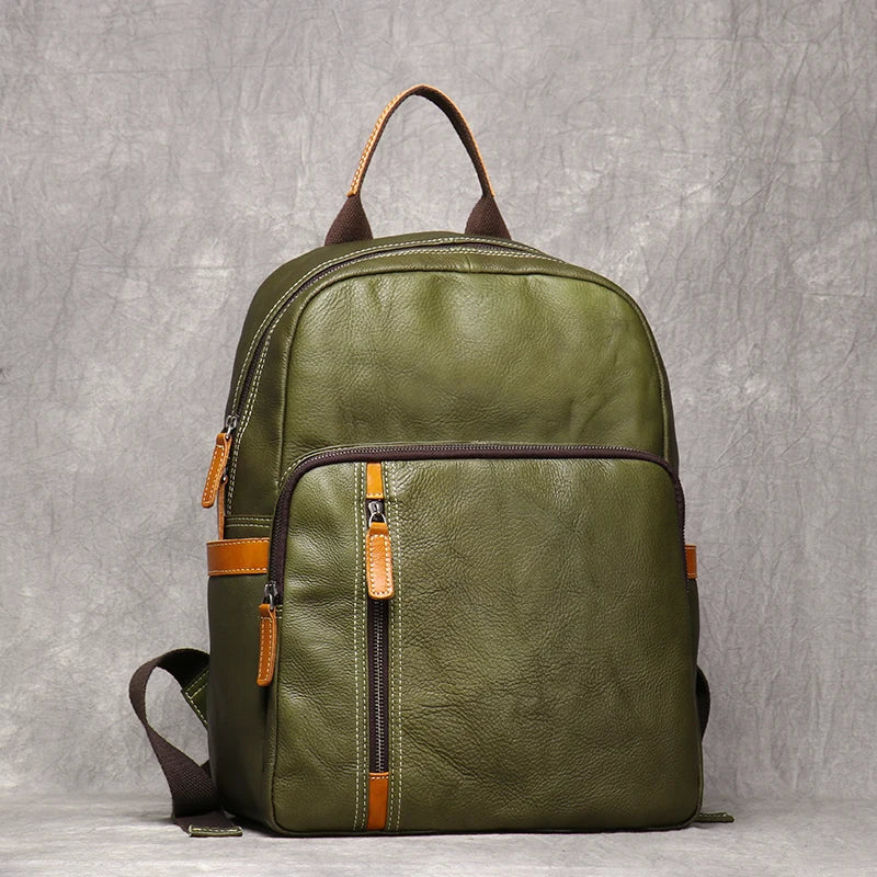 Men's Genuine Leather Backpack for Travel and School – 15" Laptop Compartment