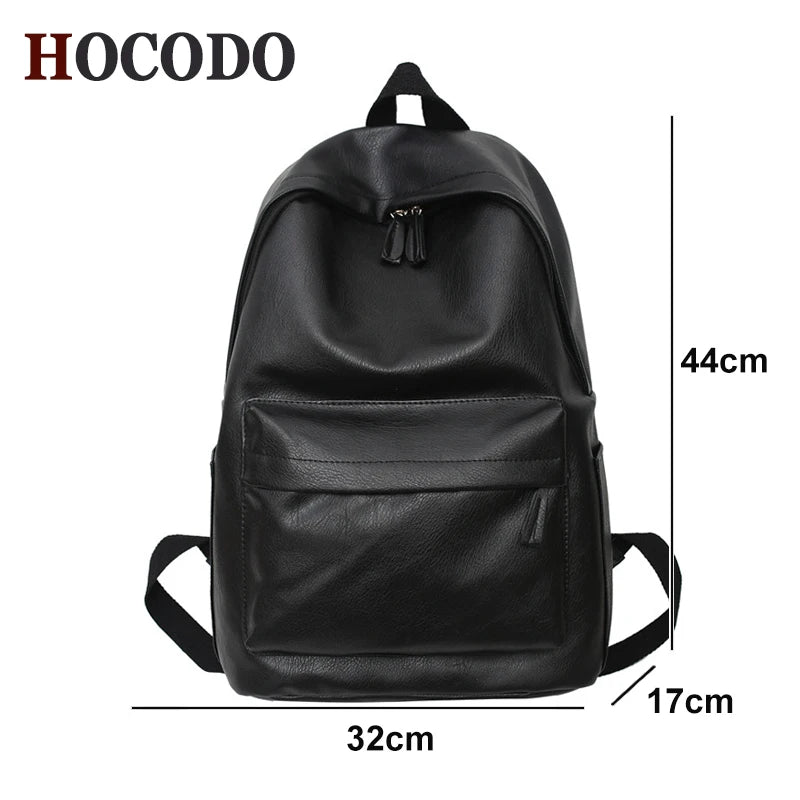 Unisex Synthetic Leather Backpack – Large Capacity for Laptop, School, and Travel