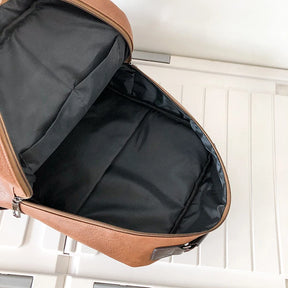 Men's Leather Backpack – Large Capacity for 15" Laptop, Travel, and School
