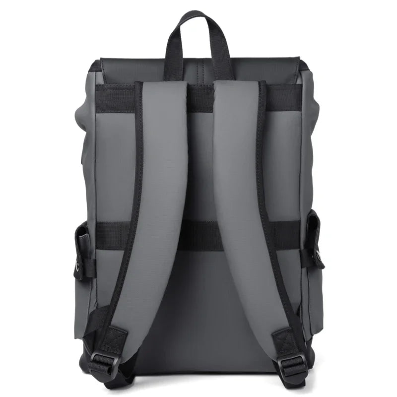 Men's Waterproof PU Leather Backpack with USB Port – Large Capacity for Business Laptops and Urban Life