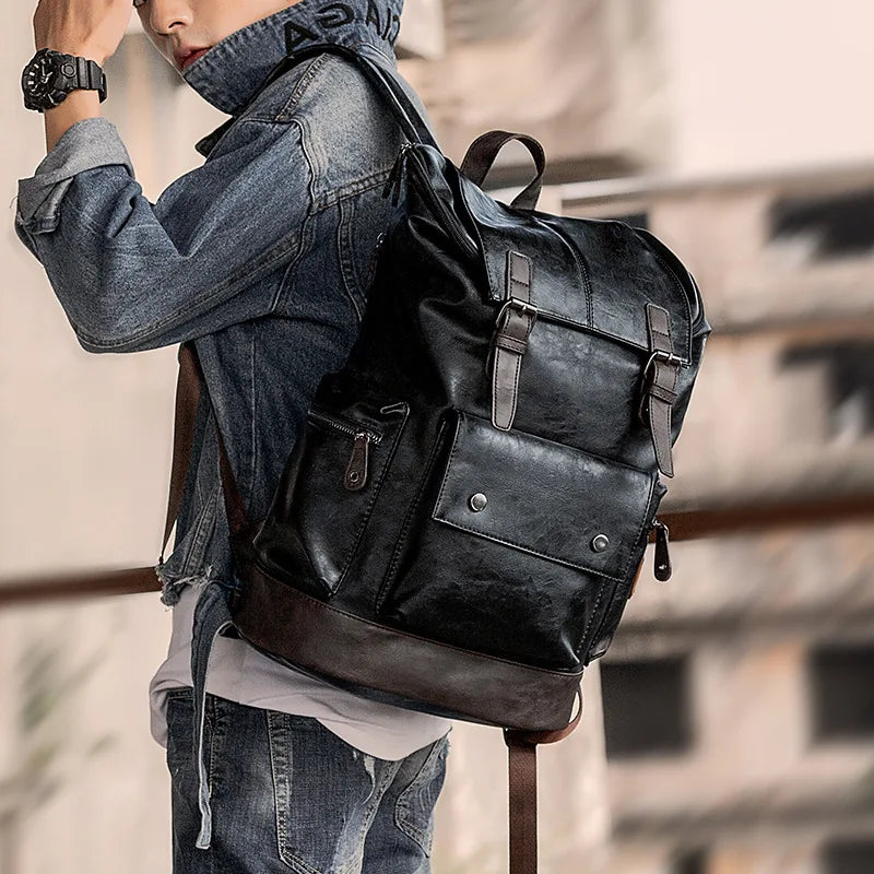 Zaino Uomo Antifurto in Cuoio – Grande Capacità per Laptop e Viaggi d’Affari