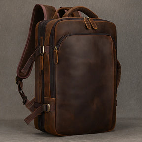 Zaino Vintage Uomo in Pelle Crazy Horse – Grande Capacità con Scomparto per Laptop 15,6"