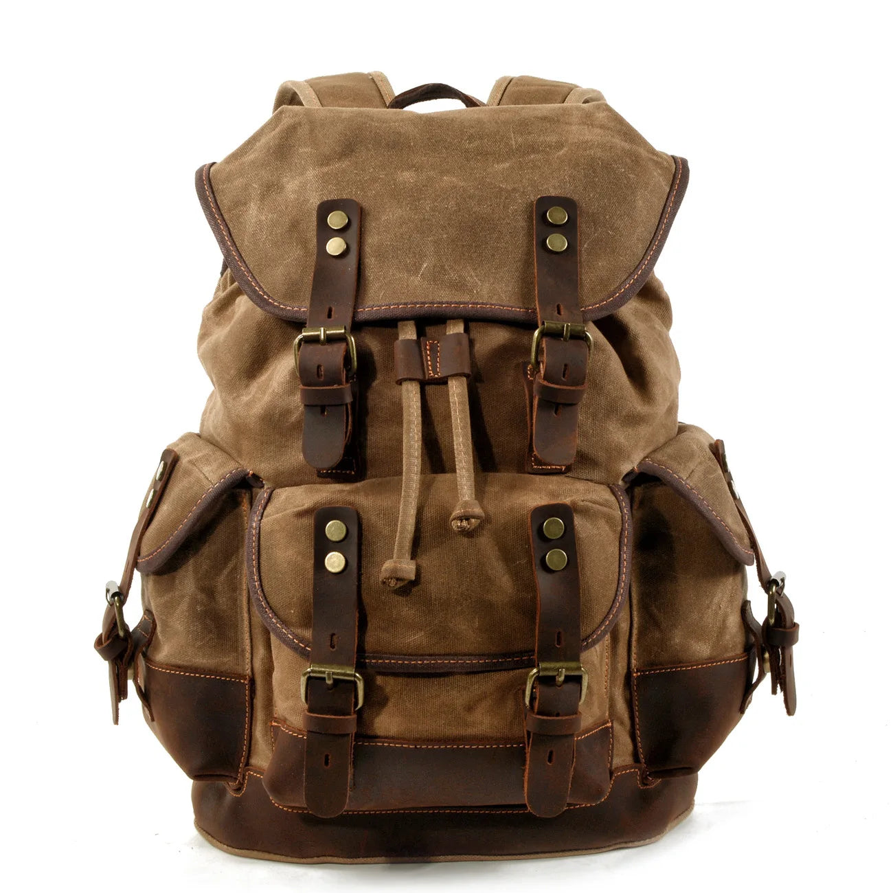 Men's Casual Canvas and Leather Backpack – Large Capacity for Travel, School, and Outdoor Activities