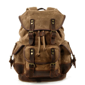 Men's Casual Canvas and Leather Backpack – Large Capacity for Travel, School, and Outdoor Activities