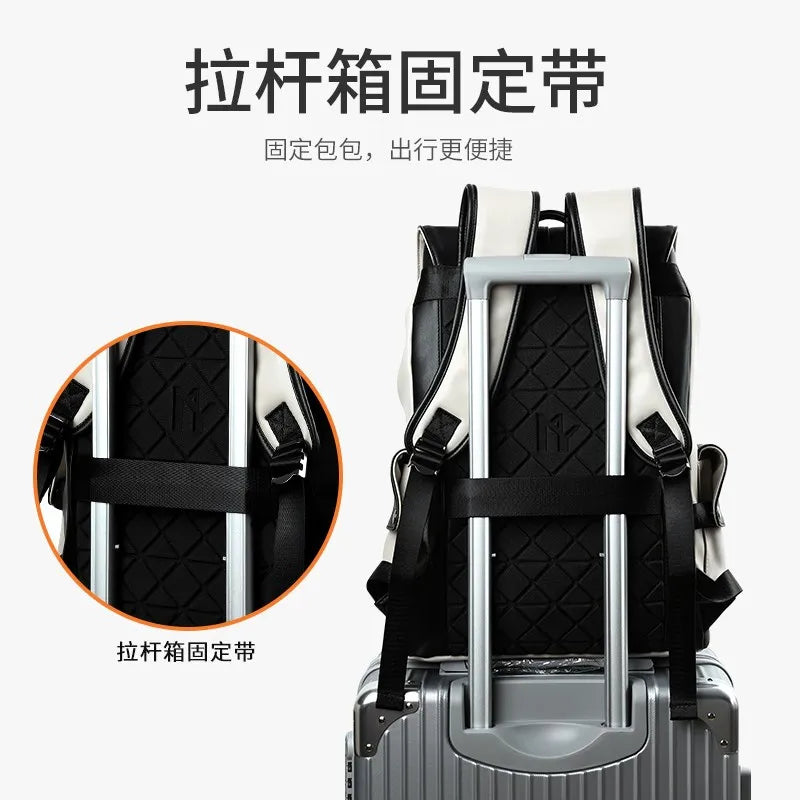 High-Quality Men's Leather Backpack with USB Charging – Waterproof, Large Capacity for 15.6-Inch Laptop